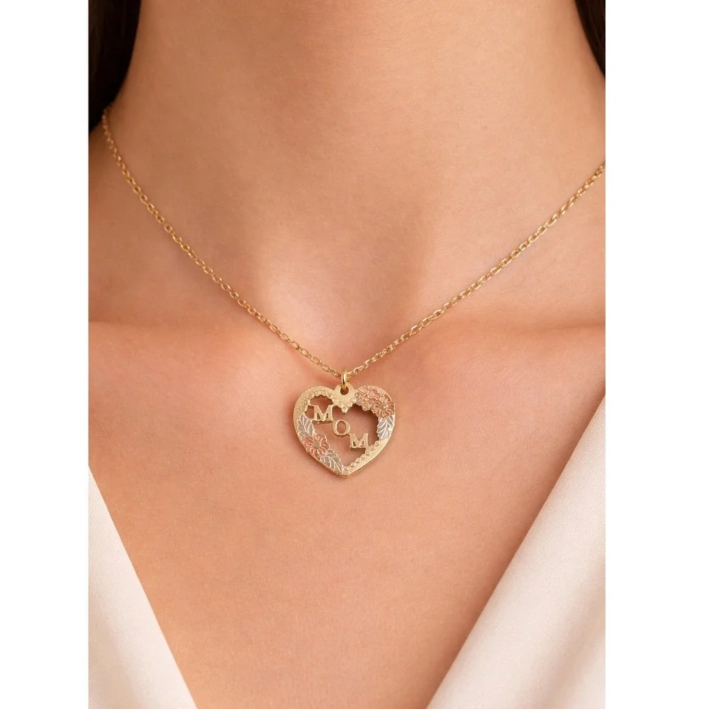 Princess Pride Creations Vintage 14k Gold Filled Heart Mom Necklace 18in Chain